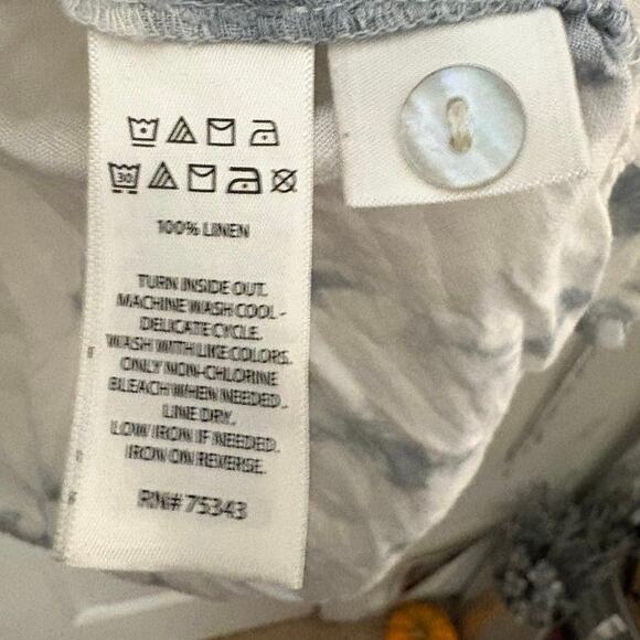 C & C California Linen Hooded Top 1X Tie Dye Blouse Top Blue & White - Picture 7 of 10